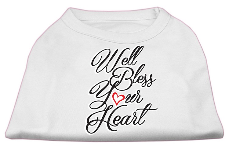 Well Bless Your Heart Screen Print Dog Shirt White XXXL